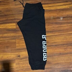 PINK Victoria's Secret Black Joggers with White Lettering